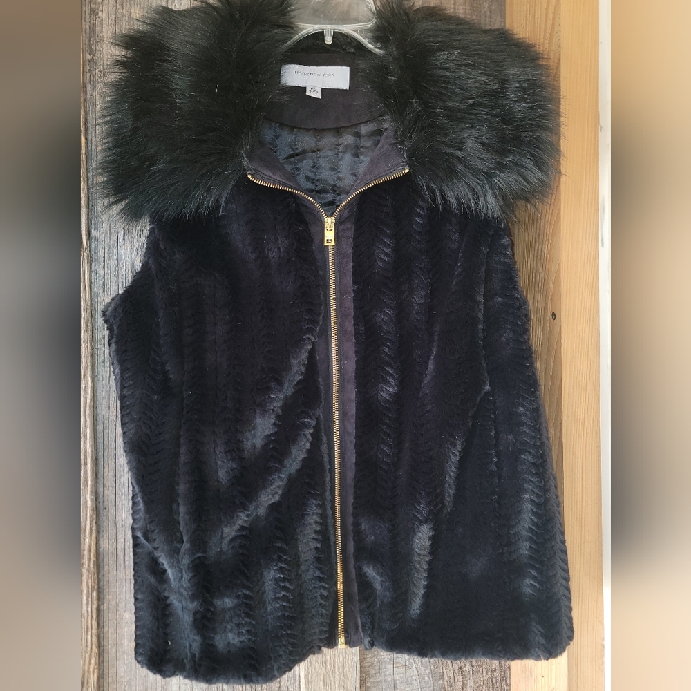 Marc New York Black Faux Fur Vest